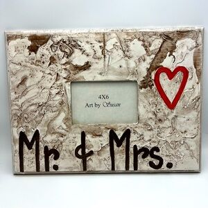 Hand Crafted Wooden Picture Frame 4x6 Inside 12x16 Frame Mr & Mrs Farmhouse Cute